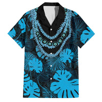Blue Hawaii Kukui Nut Lei Family Matching Short Sleeve Bodycon Dress and Hawaiian Shirt Hawaiian Pattern Monstera Tropical Vibes LT14 Dad's Shirt - Short Sleeve Blue - Polynesian Pride