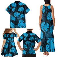 Blue Hawaii Kukui Nut Lei Family Matching Tank Maxi Dress and Hawaiian Shirt Hawaiian Pattern Monstera Tropical Vibes LT14 - Polynesian Pride