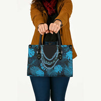 Blue Hawaii Kukui Nut Lei Leather Bag Hawaiian Pattern Monstera Tropical Vibes LT14 - Polynesian Pride