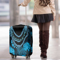 Blue Hawaii Kukui Nut Lei Luggage Cover Hawaiian Pattern Monstera Tropical Vibes - Polynesian Pride