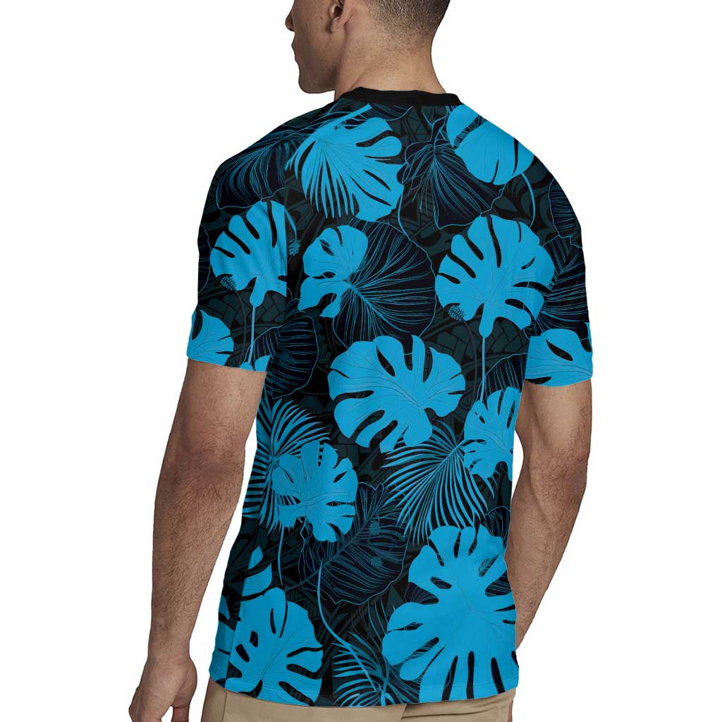 Blue Hawaii Kukui Nut Lei Rugby Jersey Hawaiian Pattern Monstera Tropical Vibes LT14 - Polynesian Pride
