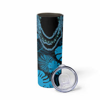 Blue Hawaii Kukui Nut Lei Skinny Tumbler Hawaiian Pattern Monstera Tropical Vibes LT14 - Polynesian Pride