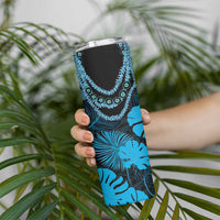 Blue Hawaii Kukui Nut Lei Skinny Tumbler Hawaiian Pattern Monstera Tropical Vibes LT14 - Polynesian Pride