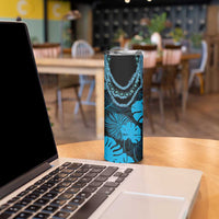 Blue Hawaii Kukui Nut Lei Skinny Tumbler Hawaiian Pattern Monstera Tropical Vibes LT14 - Polynesian Pride