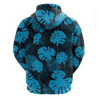 Blue Hawaii Kukui Nut Lei Zip Hoodie Hawaiian Pattern Monstera Tropical Vibes LT14 - Polynesian Pride
