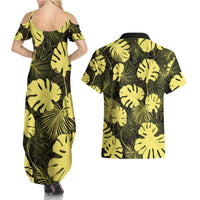Yellow Hawaii Kukui Nut Lei Couples Matching Summer Maxi Dress and Hawaiian Shirt Hawaiian Pattern Monstera Tropical Vibes LT14 - Polynesian Pride