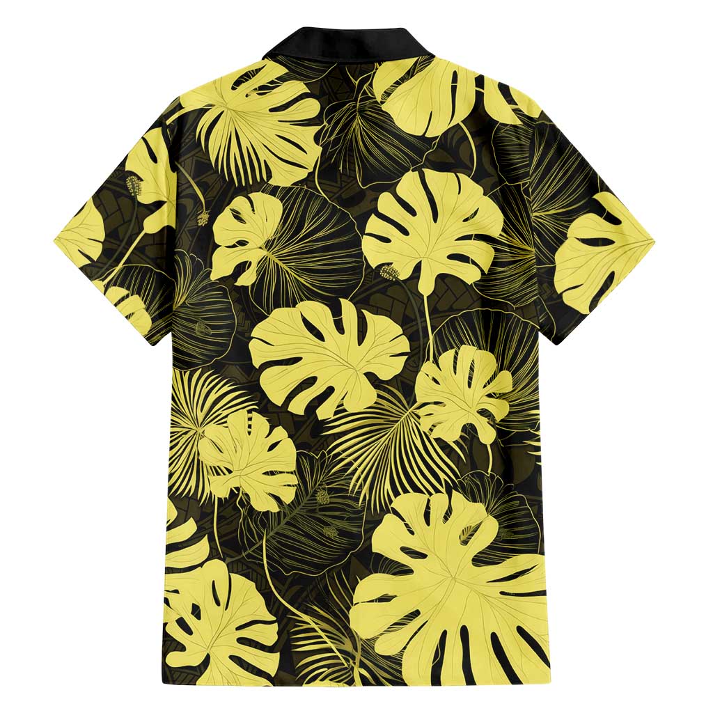 Yellow Hawaii Kukui Nut Lei Family Matching Off Shoulder Maxi Dress and Hawaiian Shirt Hawaiian Pattern Monstera Tropical Vibes LT14 - Polynesian Pride