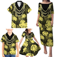 Yellow Hawaii Kukui Nut Lei Family Matching Puletasi and Hawaiian Shirt Hawaiian Pattern Monstera Tropical Vibes LT14 - Polynesian Pride