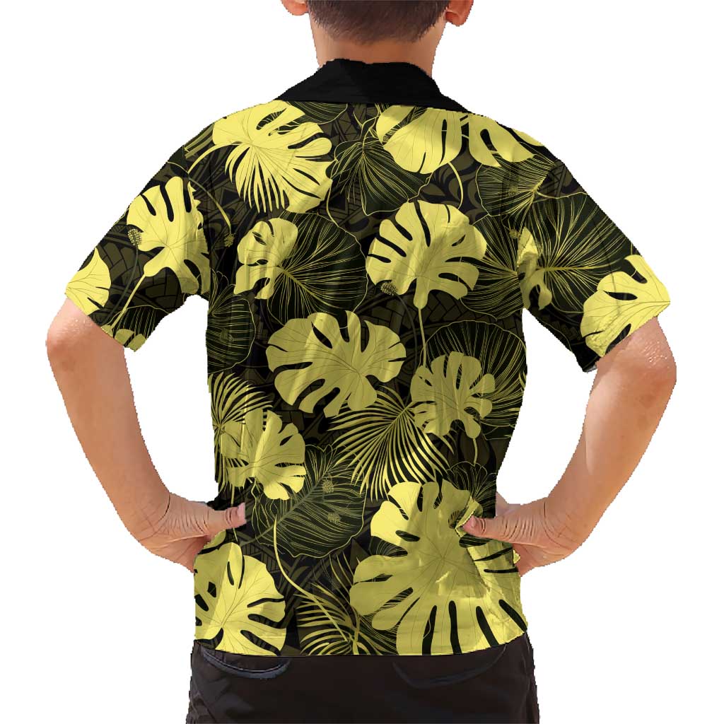 Yellow Hawaii Kukui Nut Lei Family Matching Summer Maxi Dress and Hawaiian Shirt Hawaiian Pattern Monstera Tropical Vibes LT14 - Polynesian Pride