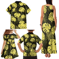 Yellow Hawaii Kukui Nut Lei Family Matching Tank Maxi Dress and Hawaiian Shirt Hawaiian Pattern Monstera Tropical Vibes LT14 - Polynesian Pride