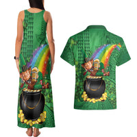 Hawaii Saint Patrick's Day Couples Matching Tank Maxi Dress and Hawaiian Shirt Funny Leprechaun With Pot Of Gold - Polynesian Tattoo LT14 - Polynesian Pride