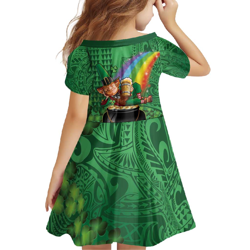 Hawaii Saint Patrick's Day Family Matching Mermaid Dress and Hawaiian Shirt Funny Leprechaun With Pot Of Gold - Polynesian Tattoo LT14 - Polynesian Pride