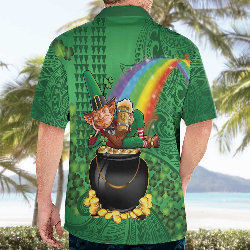 Hawaii Saint Patrick's Day Hawaiian Shirt Funny Leprechaun With Pot Of Gold - Polynesian Tattoo LT14 - Polynesian Pride
