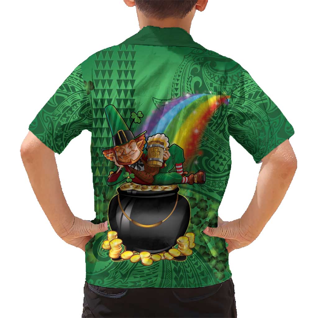 Hawaii Saint Patrick's Day Hawaiian Shirt Funny Leprechaun With Pot Of Gold - Polynesian Tattoo LT14 - Polynesian Pride