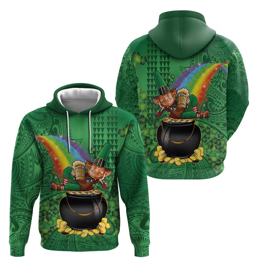 Hawaii Saint Patrick's Day Hoodie Funny Leprechaun With Pot Of Gold - Polynesian Tattoo LT14 - Polynesian Pride