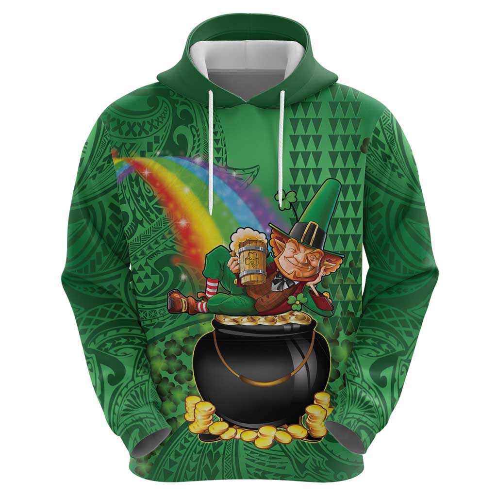 Hawaii Saint Patrick's Day Hoodie Funny Leprechaun With Pot Of Gold - Polynesian Tattoo LT14 - Polynesian Pride