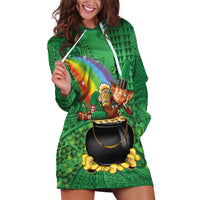Hawaii Saint Patrick's Day Hoodie Dress Funny Leprechaun With Pot Of Gold - Polynesian Tattoo LT14 Green - Polynesian Pride