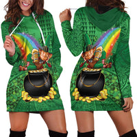 Hawaii Saint Patrick's Day Hoodie Dress Funny Leprechaun With Pot Of Gold - Polynesian Tattoo LT14 - Polynesian Pride