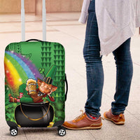 Hawaii Saint Patrick's Day Luggage Cover Funny Leprechaun With Pot Of Gold - Polynesian Tattoo LT14 Green - Polynesian Pride