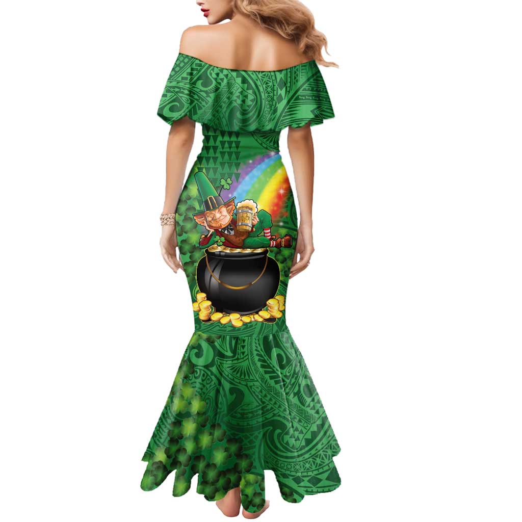 Hawaii Saint Patrick's Day Mermaid Dress Funny Leprechaun With Pot Of Gold - Polynesian Tattoo LT14 - Polynesian Pride