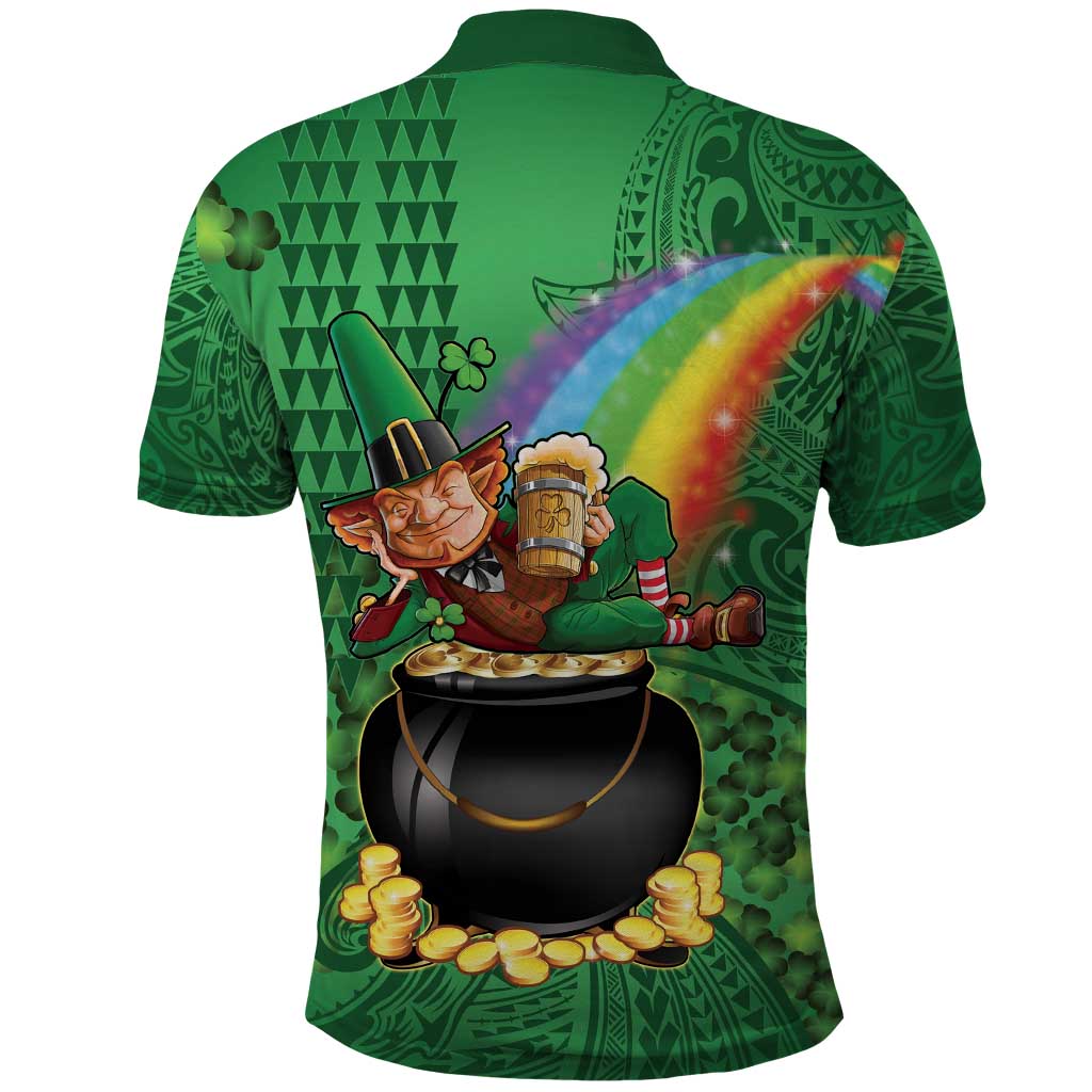 Hawaii Saint Patrick's Day Polo Shirt Funny Leprechaun With Pot Of Gold - Polynesian Tattoo LT14 - Polynesian Pride