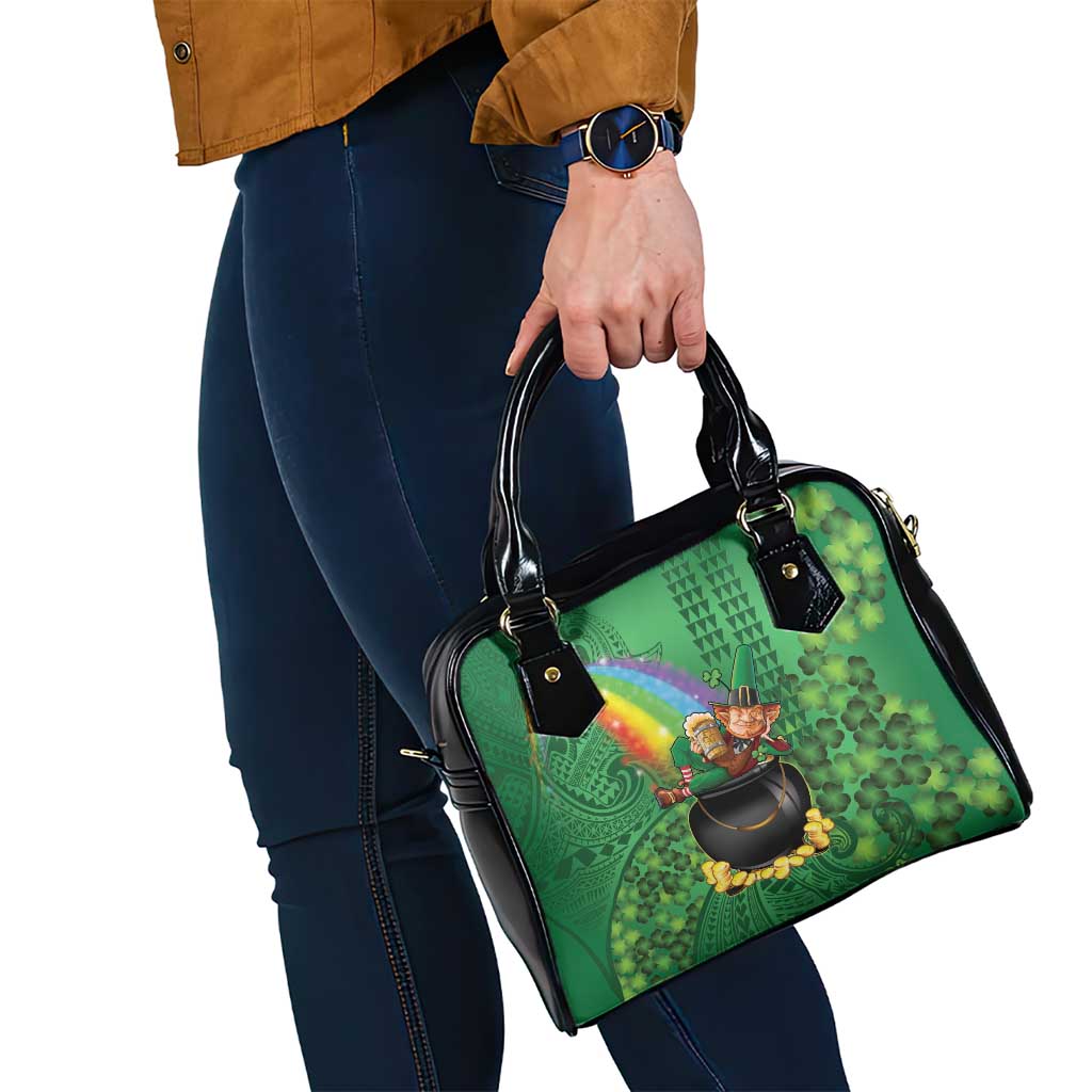Hawaii Saint Patrick's Day Shoulder Handbag Funny Leprechaun With Pot Of Gold - Polynesian Tattoo LT14 - Polynesian Pride