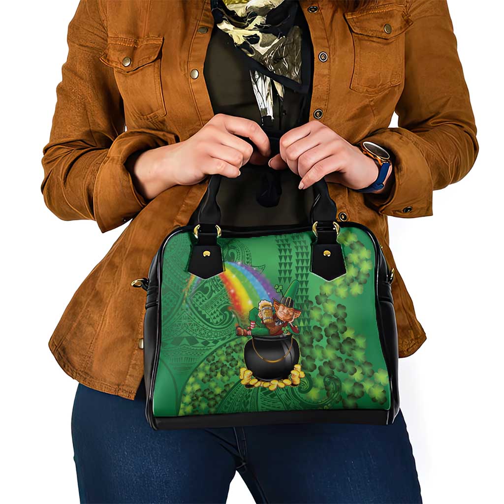 Hawaii Saint Patrick's Day Shoulder Handbag Funny Leprechaun With Pot Of Gold - Polynesian Tattoo LT14 - Polynesian Pride