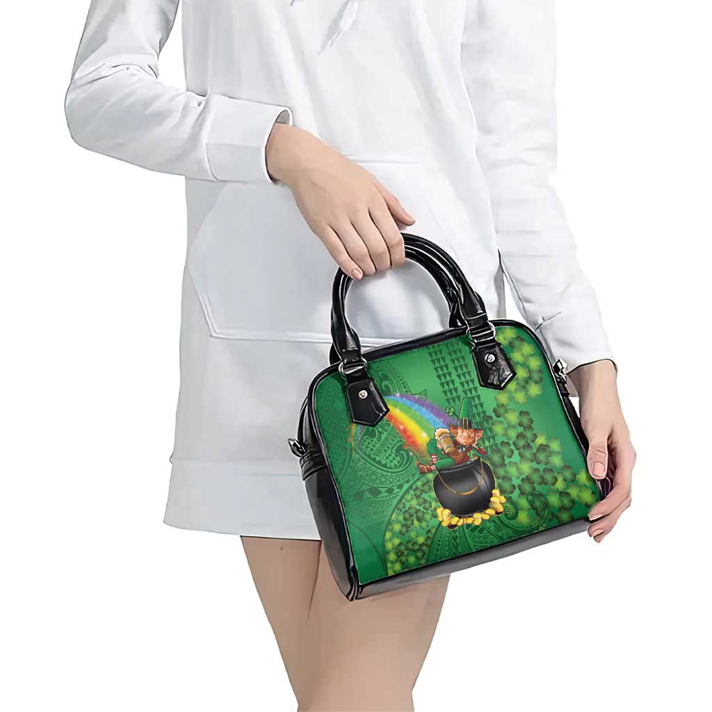 Hawaii Saint Patrick's Day Shoulder Handbag Funny Leprechaun With Pot Of Gold - Polynesian Tattoo LT14 - Polynesian Pride