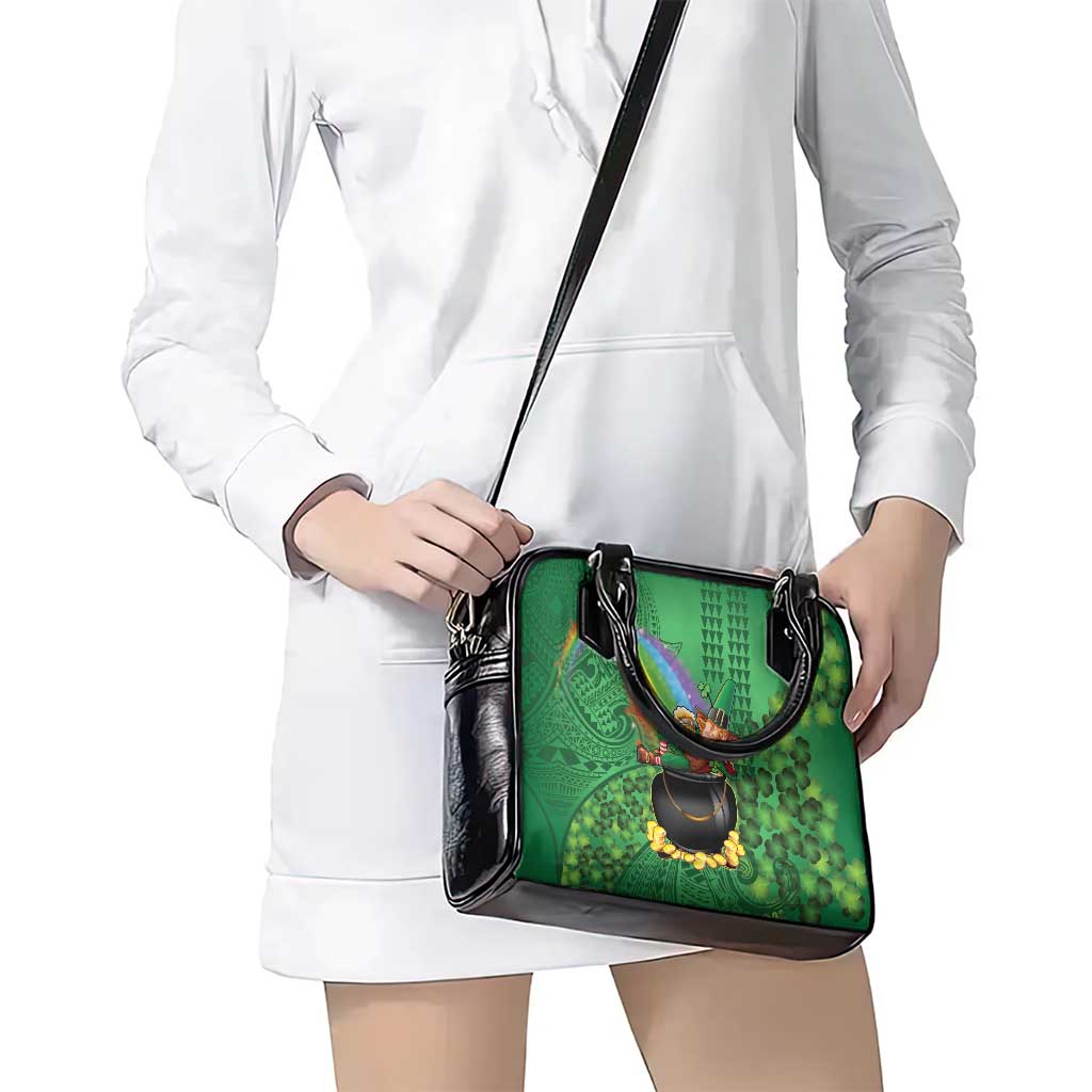 Hawaii Saint Patrick's Day Shoulder Handbag Funny Leprechaun With Pot Of Gold - Polynesian Tattoo LT14 - Polynesian Pride