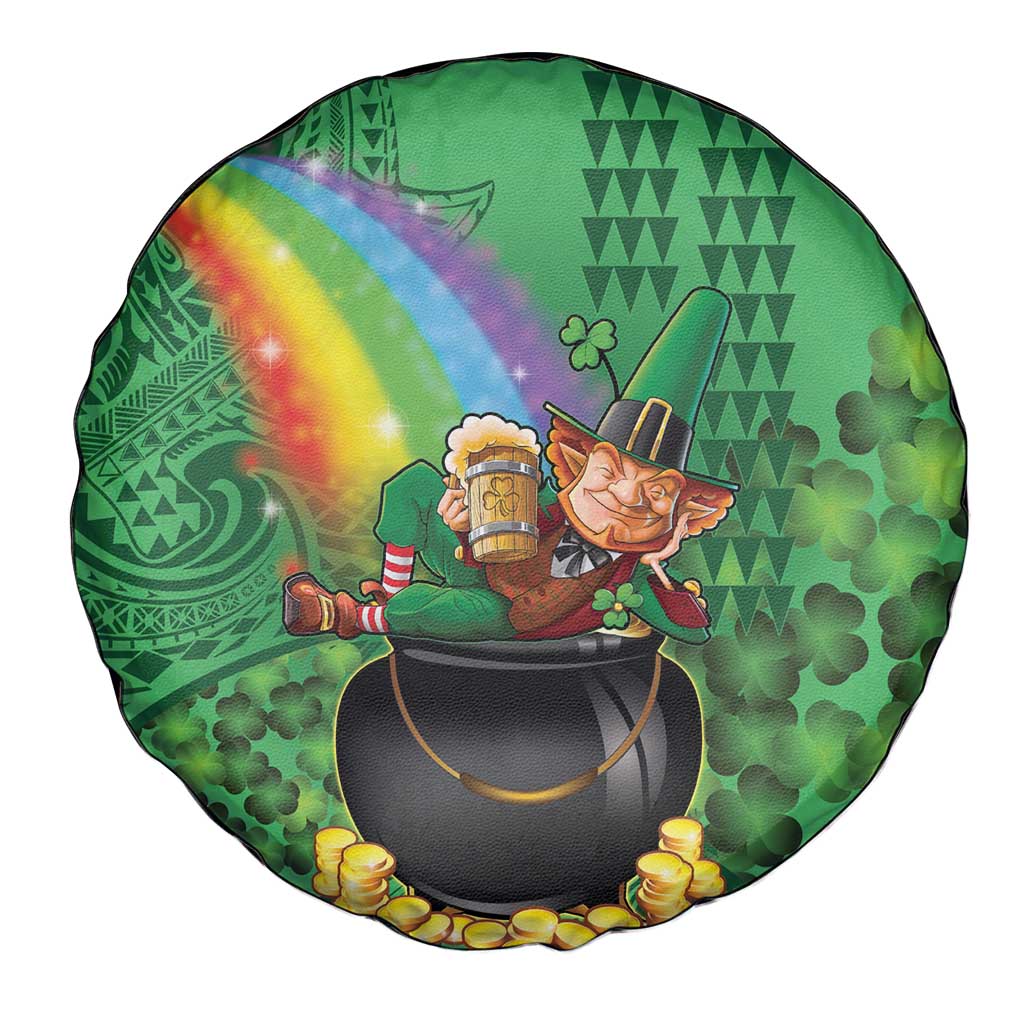 Hawaii Saint Patrick's Day Spare Tire Cover Funny Leprechaun With Pot Of Gold - Polynesian Tattoo LT14 - Polynesian Pride