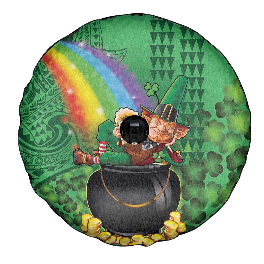 Hawaii Saint Patrick's Day Spare Tire Cover Funny Leprechaun With Pot Of Gold - Polynesian Tattoo LT14 - Polynesian Pride