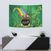 Hawaii Saint Patrick's Day Tapestry Funny Leprechaun With Pot Of Gold - Polynesian Tattoo LT14 - Polynesian Pride