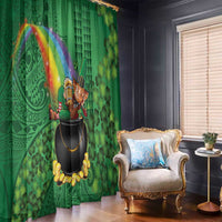 Hawaii Saint Patrick's Day Window Curtain Funny Leprechaun With Pot Of Gold - Polynesian Tattoo LT14 - Polynesian Pride