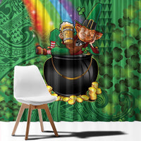 Hawaii Saint Patrick's Day Window Curtain Funny Leprechaun With Pot Of Gold - Polynesian Tattoo LT14 - Polynesian Pride