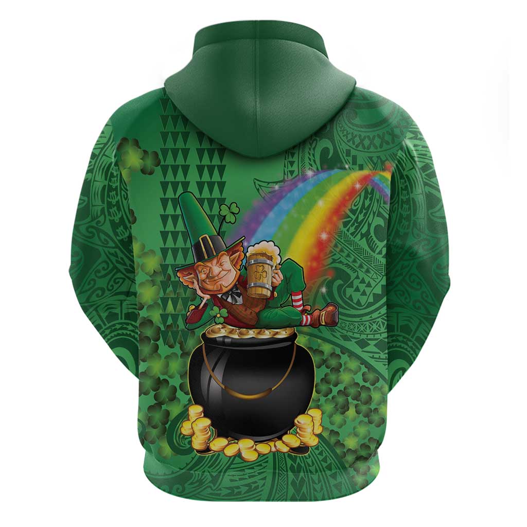 Hawaii Saint Patrick's Day Zip Hoodie Funny Leprechaun With Pot Of Gold - Polynesian Tattoo LT14 - Polynesian Pride