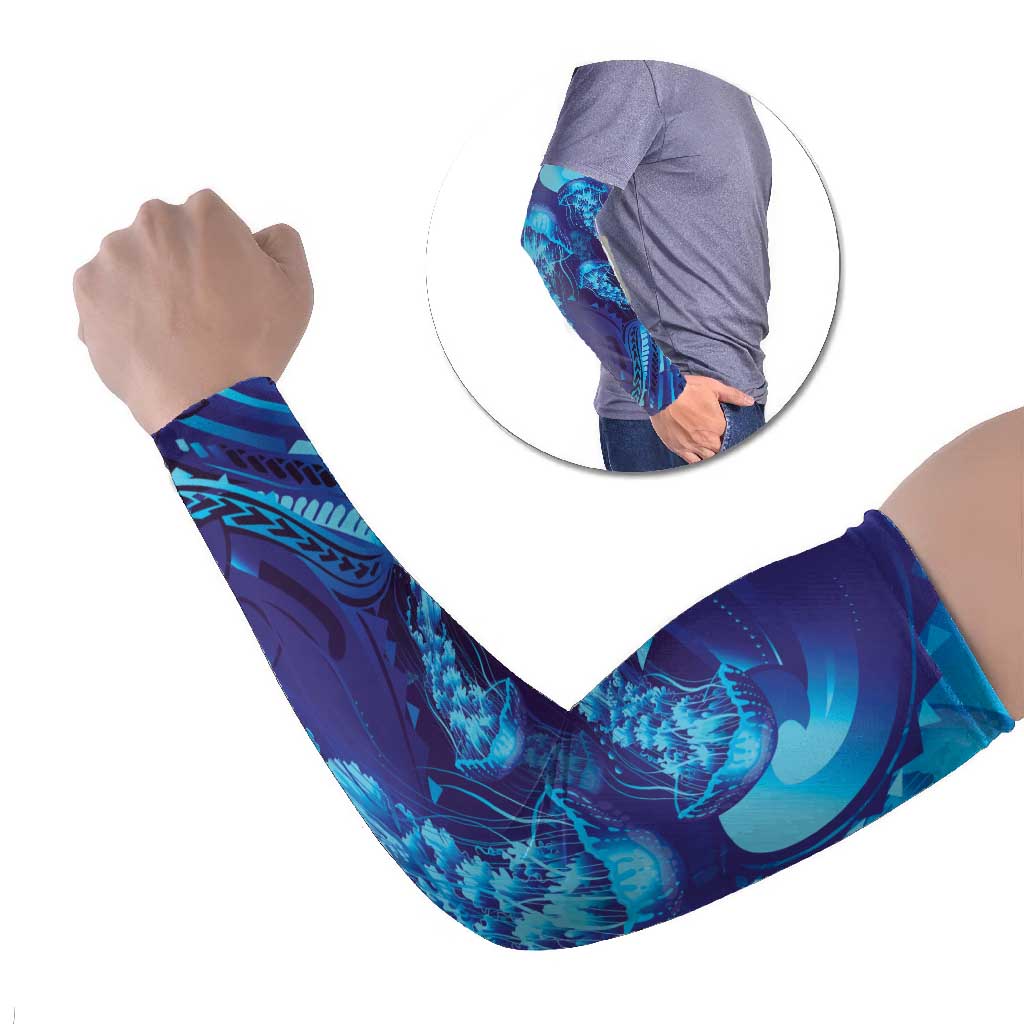 Purple Paradise Polynesia Jellyfish Arm Sleeves Plumeria Polynesian Tattoo Glowing Vibes LT14 Set of 2 Purple - Polynesian Pride