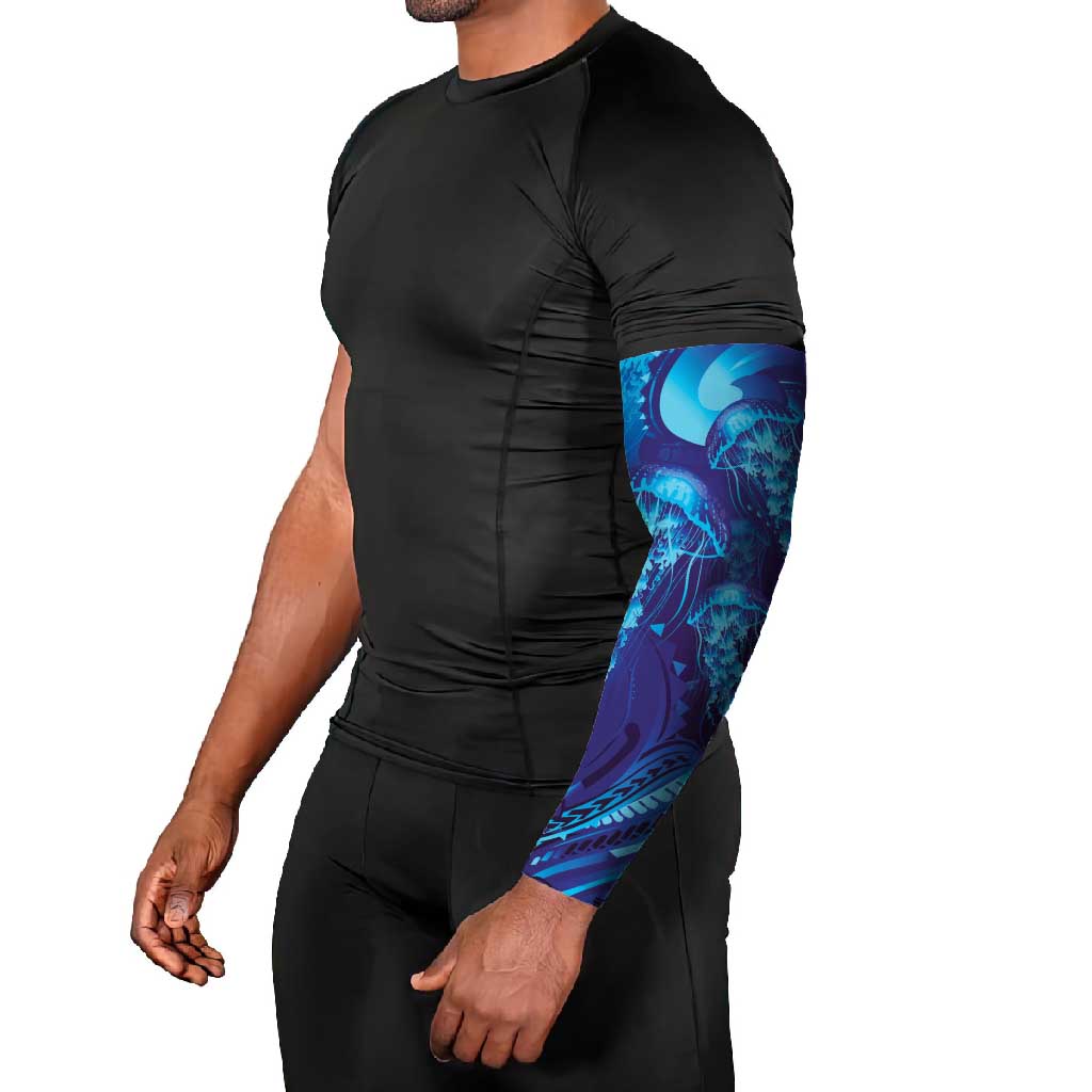 Purple Paradise Polynesia Jellyfish Arm Sleeves Plumeria Polynesian Tattoo Glowing Vibes LT14 - Polynesian Pride