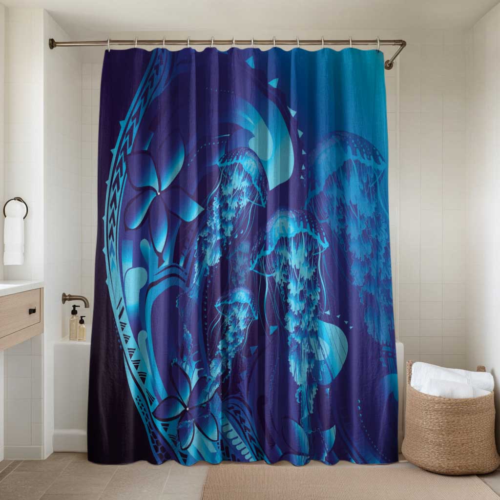 Purple Paradise Polynesia Jellyfish Bathroom Set Plumeria Polynesian Tattoo Glowing Vibes