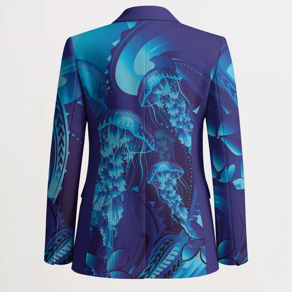 Purple Paradise Polynesia Jellyfish Blazer Plumeria Polynesian Tattoo Glowing Vibes