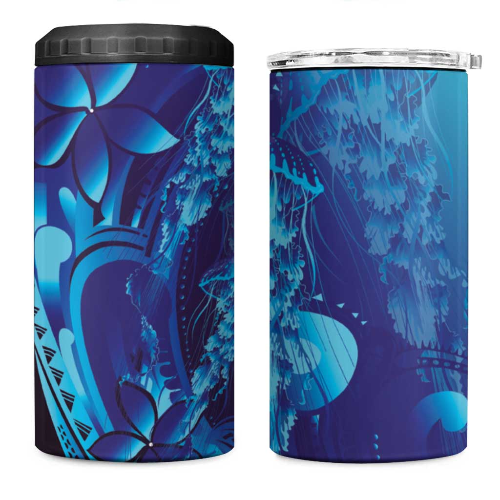 Purple Paradise Polynesia Jellyfish 4 in 1 Can Cooler Tumbler Plumeria Polynesian Tattoo Glowing Vibes LT14 One Size: 16 oz Purple - Polynesian Pride