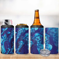 Purple Paradise Polynesia Jellyfish 4 in 1 Can Cooler Tumbler Plumeria Polynesian Tattoo Glowing Vibes LT14 - Polynesian Pride