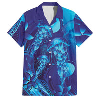 Purple Paradise Polynesia Jellyfish Family Matching Long Sleeve Bodycon Dress and Hawaiian Shirt Plumeria Polynesian Tattoo Glowing Vibes LT14 Dad's Shirt - Short Sleeve Purple - Polynesian Pride