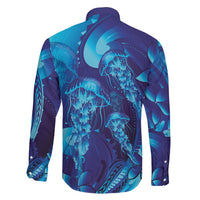 Purple Paradise Polynesia Jellyfish Family Matching Mermaid Dress and Hawaiian Shirt Plumeria Polynesian Tattoo Glowing Vibes LT14 - Polynesian Pride