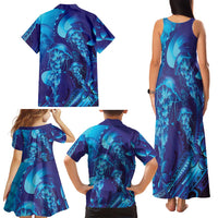 Purple Paradise Polynesia Jellyfish Family Matching Tank Maxi Dress and Hawaiian Shirt Plumeria Polynesian Tattoo Glowing Vibes LT14 - Polynesian Pride