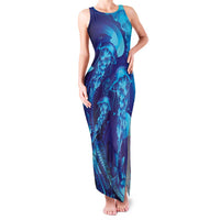 Purple Paradise Polynesia Jellyfish Family Matching Tank Maxi Dress and Hawaiian Shirt Plumeria Polynesian Tattoo Glowing Vibes LT14 Mom's Dress Purple - Polynesian Pride