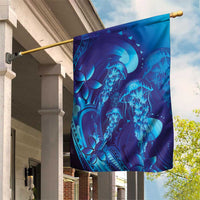 Purple Paradise Polynesia Jellyfish Garden Flag Plumeria Polynesian Tattoo Glowing Vibes LT14 House Flag Purple - Polynesian Pride