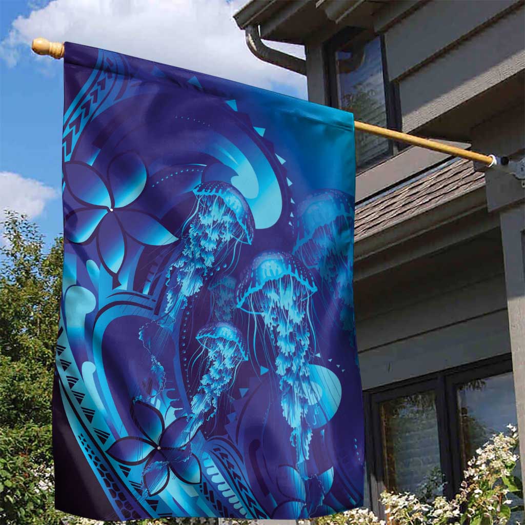 Purple Paradise Polynesia Jellyfish Garden Flag Plumeria Polynesian Tattoo Glowing Vibes LT14 - Polynesian Pride