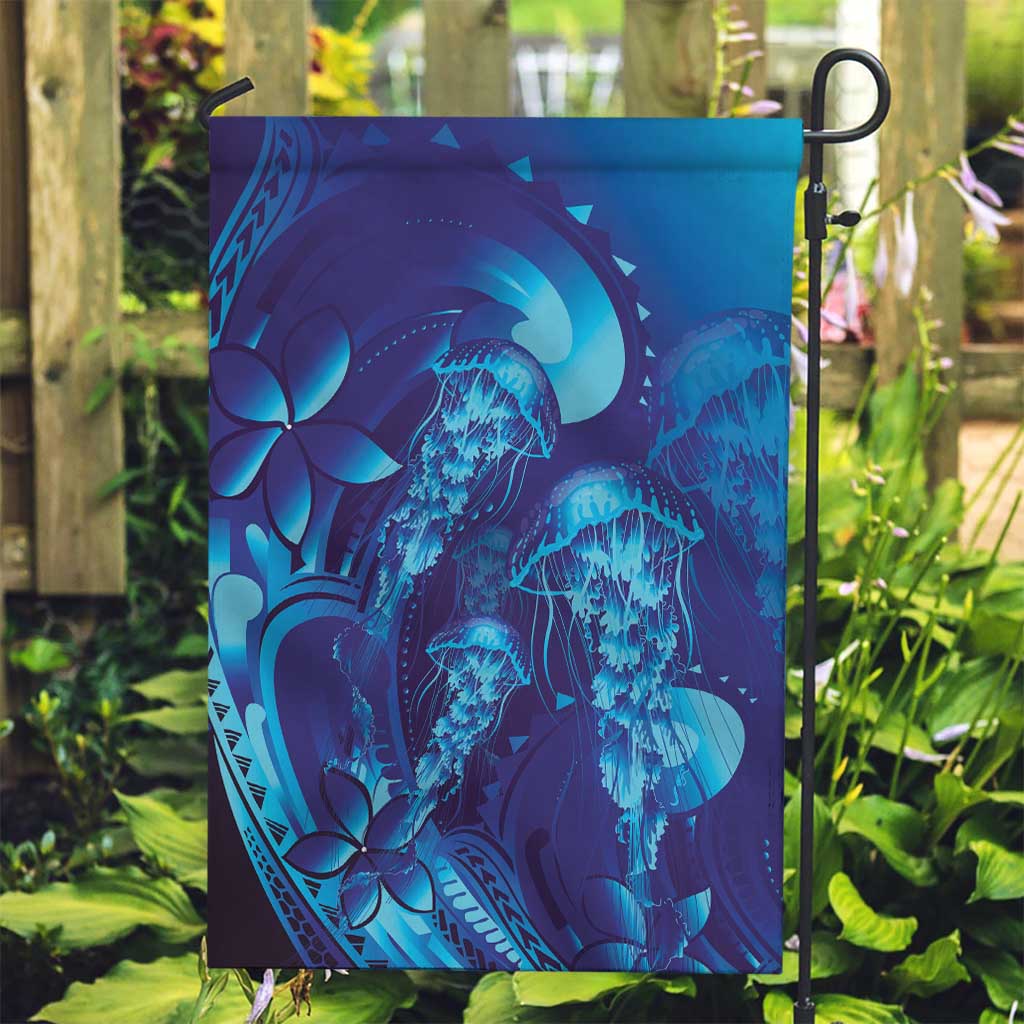 Purple Paradise Polynesia Jellyfish Garden Flag Plumeria Polynesian Tattoo Glowing Vibes LT14 Garden Flag Purple - Polynesian Pride