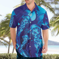 Purple Paradise Polynesia Jellyfish Hawaiian Shirt Plumeria Polynesian Tattoo Glowing Vibes
