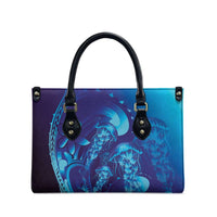 Purple Paradise Polynesia Jellyfish Leather Bag Plumeria Polynesian Tattoo Glowing Vibes